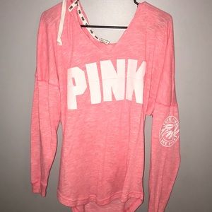 PINK V-neck hoodie